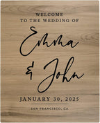 Andaz Press Large Wooden Welcome Sign for Wedding Rustic Welcome Sign 16" x 20" Custom Names Date & Location Script Wedding Signage English Oak MDF Wood Finish Wedding Reception Indoor Outdoor Signs