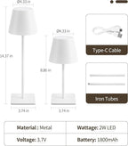 UME 3 Pack Cordless Table Lamp, Battery Operated Lamp - Portable Waterproof Rechargeable Table Lamp w/ 3 Color Temps & Stepless Dimming for Dinner, Desk, Cafe, Outdoor (White)