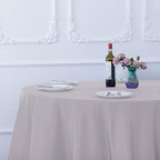 Ascoza 2pack 132 Inch Silver Round Tablecloth in Washable Polyester Fabric for Wedding/Banquet/Restaurant/Parties