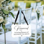 Acrylic Wedding Sign, Ring Bearer Sign, Reserved Seating Signs, for Mother of The Groom, Rustic Wedding Decor Signs, Acrylic Wall Art With Ribbon for Chairs Weddings Decor and Event Party (White)