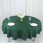 Efavormart Round Tablecloth, 90 Inch Stain & Wrinkle Resistant Washable Table Cloth, Decorative Polyester Fabric Table Cover for Banquet, Wedding, Dining- Hunter Green