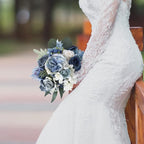 Artificial Flowers Combo Box Set Dusty Blue Flowers for DIY Wedding Bouquet Arrangements Bridal Shower Party Home Decorations(White Blue Rose)