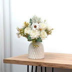 Epicpetal Fake Flowers in Vase, Artificial Pink Flowers in Vase for Decoration Faux Flowers Fake Floral for Home Decor Indoor Dining Table Centerpiece (White)