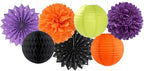 Black-Orange Purple Green Halloween Party-Decorations - 14pc Kit Paper Lanterns Fan,Tissue Flower Pom Poms Streamers,Honeycomb Balls,Birthday Supplie Wedding Baby Bridal Shower Decor Lasting Surprise