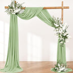 Wedding Arch Draping Fabric 1 Panel 30'' x 18FT Sage Green Sheer Chiffon Arch Drapery for Photo Booth Bridal Shower Baby Shower Church Decor Newborn Photography Christening Outdoor Party