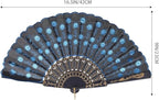 QIRMIZI 30 Pack Fabric Folding Handheld Fans, Perfect for Weddings, Parties, and Dancing,Light Blue