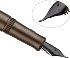 Hongdian M2 Black Forest Mini Fountain Pen, Bent Nib & Sleek Shape Aluminium Short Pocket Travel Pen (Caramel Brown)