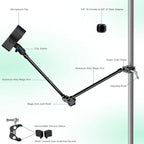 Microphone Stand Holder,21.5" Long Flexible Adjustable Magic Arm Super Crab Clamp Mic Clip 3/8"-16 to 5/8"-27 Adapter Mount,Compatible with Shure/Fifine /AT2020 /Pyle/Blue Snowball/Razer