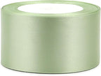 Pale Green Solid Satin Ribbon 2 Inch 25 Yards Solid Polyester Fabric Ribbon for Gift Wrapping Wedding Christmas Baby Shower Birthday Party Decoration Handmade Immortal Flower Craft