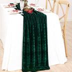 MLMC Emerald Green Velvet Table Runner 10ft Luxury Dark Green Velvet Fall Table Runner 20x120 Inches Glossy Wedding Table Runner for Bridal Shower Birthday Party Gathering Thanksgiving Christmas Decor