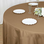 Efavormart Round Tablecloth, 108 Inch Stain & Wrinkle Resistant Washable Table Cloth, Decorative Polyester Fabric Table Cover for Banquet, Wedding, Dining- Taupe