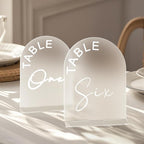 Frosted Arch Wedding Table Numbers 1-25 with Stands, 5x7 Inch Acrylic Arch Sign with Holder for Wedding Reception Table Centerpiece Decoration