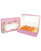 qiqee Mother's Day Auto-pop up Cookie Boxes with Window 24packs 12x8x2.5 Inch Bakery Box Pastry Box for Mother''s Day