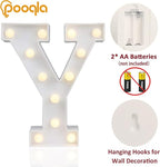 Pooqla LED Marquee Letter Lights Sign, Light Up Alphabet Letter for Home Party Wedding Decoration Y