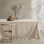 MIULEE Natural Linen Cotton Blend Tablecloth Rectangle, Luxury Waterproof Stain Resistant Durable Farmhouse Oblong Table Cloth for Dining Party Christmas Weddings Birthday, 52 x 70 inch, Ivory Cream