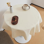 Small Round Beige Tablecloth 36 Inch Polyester Fabric Washable Table Cover Decorative Wrinkle Resistant Solid Color Table Cloth for Dining Party Wedding Camping
