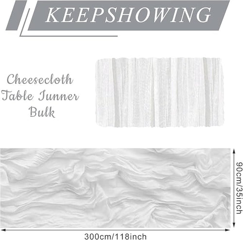 12 Pack Cheesecloth Table Runner, Runner Gauze Boho Wedding Decor Romantic Table Runner for Wedding Birthday Party(35" x 118") (White)