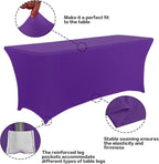 IVAPUPU 2 Pack 6FT Table Cloth for Rectangular Fitted Events Stretch Purple Table Covers Washable Spandex Tablecloth Protector for Party, Wedding, Cocktail, Banquet, Festival