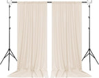 MEETSKY Beige Backdrop Curtains 10ft x 10ft for Wedding Birthday Baby Shower Photography Backdrop Fabric Curtains Drapes Home Window Decorations Rod Pocket Window Drapes,5ft x 10ft, 2 Panels