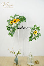 Wedding Sign Faux Flower Swag (Pack of 2) for Ceremony Party Reception Entrance Floral Decor Wall Easel Stand for Wedding Poster Welcome Sign(Sunflower)