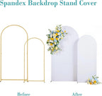 White Arch Backdrop Cover for Wedding, Set of 2 Stretchy Spandex Fitted Arch Stand Cover for Baby Shower, Birthday Party Decor, Chiara Backdrop Cover with Double-Sided Design(7.2FT 6FT, White)