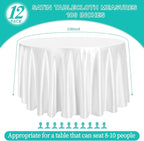 12 Pack 108 Inch White Satin Tablecloth - Premium Bright Silky Round Tablecloth Overlay Smooth Fabric Table Cover, Table Decoration for Wedding Party Banquet Events Restaurant Kitchen Dining