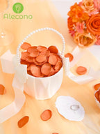 Alecono 600Pcs Silk Rose Petals, Faux Orange Flower Petals for Wedding Proposal Flower Girl Basket, Petals Bulk for Dinner Table Centerpieces Party Romantic Night Decoration
