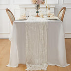 Ivory White 1 Pack Cheesecloth Table Runner 120 Inch 10 FT Boho Rustic Gauze for Wedding Baby Shower Party Farmhouse Summer Home Decor Washable