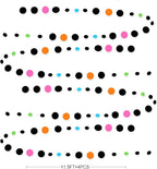 Black and Colorful Circle Dots Hanging Paper Streamer Black Multi-Color Polka Dot Banner for Birthday Bachelorette Wedding Baby Shower Fiesta Disco Halloween Party Decorations Supplies