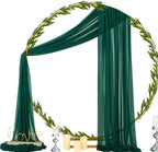 Socomi Wedding Arch Draping Fabric 29" x 20Ft 4 Panels Emerald Green Sheer Outdoor Curtain Drapes Extra Long for Bridal Baby Shower Ceremony Birthday Party Decor