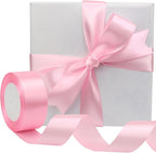 Pink Solid Satin Ribbon 1-1/2 Inch 25 Yards Solid Polyester Fabric Ribbon for Gift Wrapping Wedding Christmas Baby Shower Birthday Party Decoration Handmade Immortal Flower Craft
