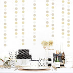 Champagne Gold White Party-Decorations Streamers - 52Ft Hanging Birthday Paper Garland Banner,Christmas Wedding Baby Bridal Shower Bachelorette Engagement Graduation Supplies Backdrop Decor Hugtmr