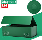 LIFELUM Gift Boxes with Lids 2 Pack 13.85 x 8.35 x 4.45 inch Green Christmas Gift Boxes with Strong Magnetic Lid for Presents with Luxury Accessories Card, Ribbon, Filler,Sticker