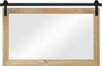 COGOOD Farmhouse Barn Door Mirror - 41 x 26 Rustic Wood Framed Wall Mirror for Bathroom, Living Room, Entryway Wall Decor (Burlywood)