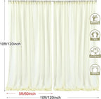 PARTISKY 10ftx10ft Ivory Chiffon Sheer Backdrop Curtains, Wrinkle-Free Wedding Backdrop Drapes for Birthday Party Ceremony Arch Stage Decor Background for Photography 5ft x 10ft,2 Panels