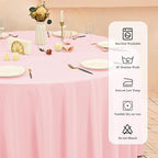 10 Pack Pink Round Tablecloths - 90 Inch, Polyester Table Cover, Stain and Wrinkle Resistant Washable Fabric, Perfect for Wedding Banquet Parties