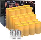 pliadvbu Flameless Pillar Candles with 4 Remote Control and Timer,Realistic Waterproof LED Candles, Long Lasting, Pack of 24 (H 4" 5" 6" x D 2.2"),for Christmas Decorations,Table,Aniversary