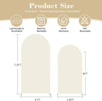 7.2FT 6FT Arch Backdrop Cover for Wedding, Set of 2 Stretchy Spandex Fitted Arch Stand Cover for Baby Shower, Birthday Party Decor, Chiara Backdrop Cover with Double-Sided Design(Beige)
