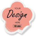 Custom Stickers - Personalized Labels with Floral Design, 100 Pink Rectangular Stickers (Flower, 6"x6")