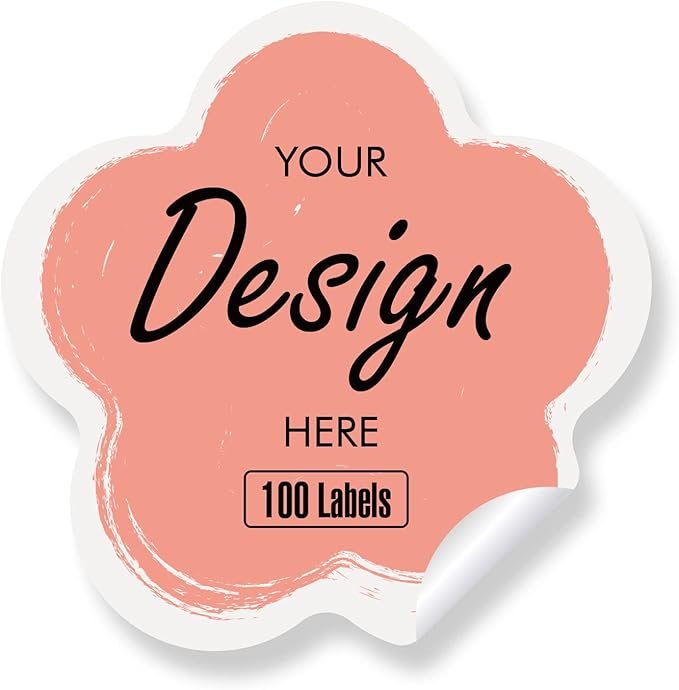 Custom Stickers Personalized Labels - Customized Stickers with Any Design Image Logo Text,Custom Thank You Label Stickers,Custom Stickers for Business Logo,100 Labels (Flower,5.5"x5.5")