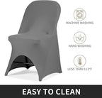 Peomeise Stretch Spandex Folding Chair Cover for Wedding Party Dining Banquet Event (Grey,12pcs)