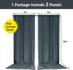 MYSKY HOME 10ft x 10ft Bluish Grey Curtains for Parties, Weddings, Stage, 5ft x 10ft, 2 Panels