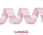 LaRibbons Light Pink Satin Ribbon 1 Inch 25 Yards Luxury Double Faced Pink Silk Ribbon for Gift Wrapping Flower Bouquet Crafts Wedding Party Babyshower Decoration