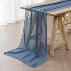 12Pack 9ft Chiffon Table Runner 14x108 Inch Sheer Romantic Table Runner for Wedding Birthday Party Bridal Shower Outdoor Decoration-Dusty Blue