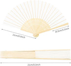 URATOT 48 Pieces White Folding Fans Silk Bamboo Folding Fans Handheld Fan for Wedding, Party Decoration