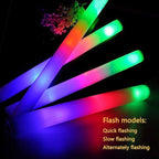 Foam Glow Sticks Bulk 100 Pack,3 Modes Flashing LED Light Sticks Glow in The Dark Party Supplies Light Up Toys for Parties Wedding Birthday Concert Christmas Halloween