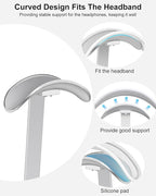 VICHYIE Headphone Stand for AirPods Max, Headset Holder with Aluminum Supporting Rod, Heavy Base Desk Stand Headphones Support Accessory for All Headphones - Silver White