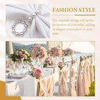 20Pcs Pearl Napkin Rings, Pink Beaded White Silver Round Buckles, Set of 6, Wedding and Formal Dinner Table Decor (20, Pink)