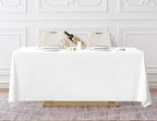 Surmente 10 Pack White Rectangle Tablecloth 90 x 132-inch Rectangular Polyester Table Cloth for Weddings, Banquets, or Restaurants