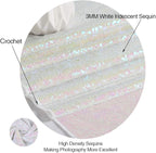 Eternal Beauty White Iridescent Sequin Backdrop, 8x8 Ft Glitter Background Curtains for Shimmer Photography Party Wedding Birthday Back Drop Decor